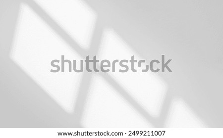 Abstract light reflection and grey shadow from window on white wall background, dark gray shadows and sunshine overlay effect for backdrop and mockup design