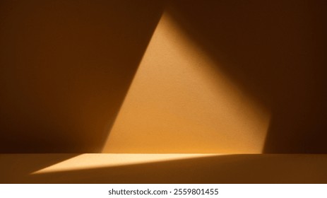 Abstract light and shadow composition featuring a dramatic triangular beam on a warm background, ideal for artistic and minimal designs.
