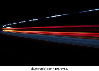 Abstract Lights From An Ambulance In A Road Tunnel