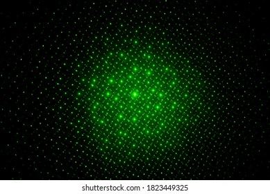 Abstract Lines Of Green Laser Light On Black Background