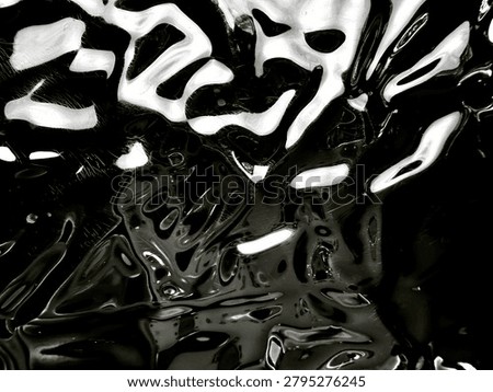 abstract liquid metal texture with distorted chrome reflections and dark glossy fluid ripples in noir mood