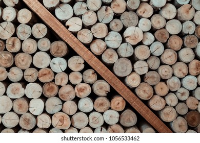 Abstract log wall pattern background. Beautiful wood decoration.
