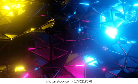 Abstract low-poly triangular polygonal mosaic render background for prints, web and presentations. Realistic 3D design template