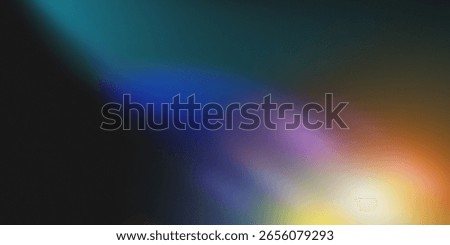 Abstract luminous background with a smooth, blurred gradient of colors. Features soft light leaks in blue, violet, and warm orange tones, evoking an aurora-like glow for modern designs.