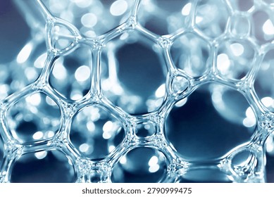 Abstract macro gel bubbles texture background with glowing clear
