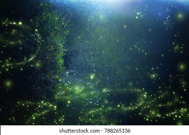 Abstract and magical image of Firefly flying in the night forest. Fairy tale concept - Shutterstock ID 788265136
