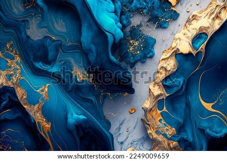 Abstract marble wallpaper background , luxury marble texture gold and blue tone