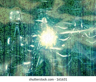 Abstract of matrix like data streams.  Could be a metaphorical scenario for the internet.