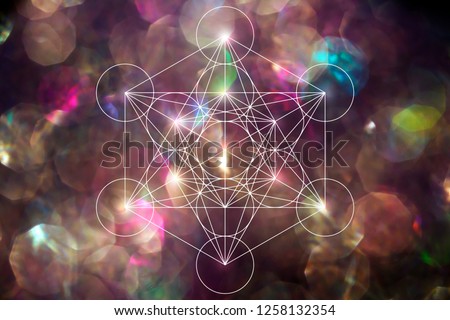 Abstract metatrone merkabah sacred geometry with lens blur effect