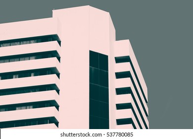 Abstract Minimal Style Architecture Background. Modern Building Facade Detail. Retro Colors Stylization