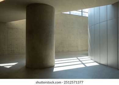 Abstract, minimalist, modern architectural space with concrete walls and curved element - Powered by Shutterstock