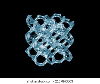 Abstract model printed on 3d printer close-up. Object photopolymer printed on stereolithography 3D printer. Technology of liquid photopolymerization under UV light. New additive 3D printing technology