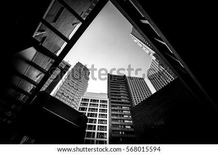 Abstract modern architecture with high contrast black and white tone
