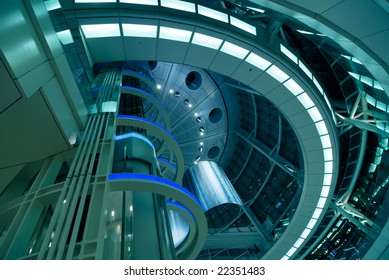 Abstract Modern Futuristic Architectural Interior Background, Tokyo, Japan