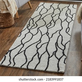 Abstract Modern Hand Tufted Wool Rug.