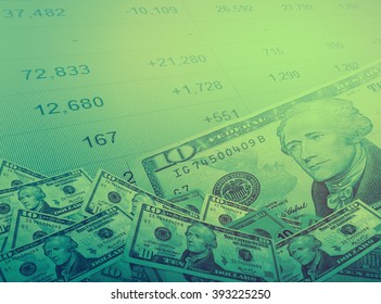 Abstract Money With Stock Market Chart Background