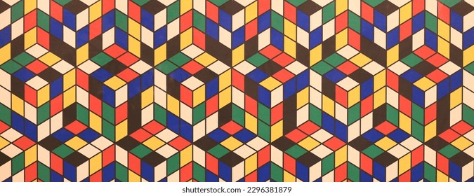 abstract mosaic pattern of colored cubes