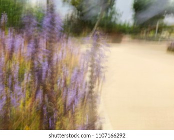 Abstract motion blur effect. Spring blurred flowers