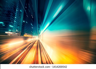 Abstract motion  blur in railway tunnel