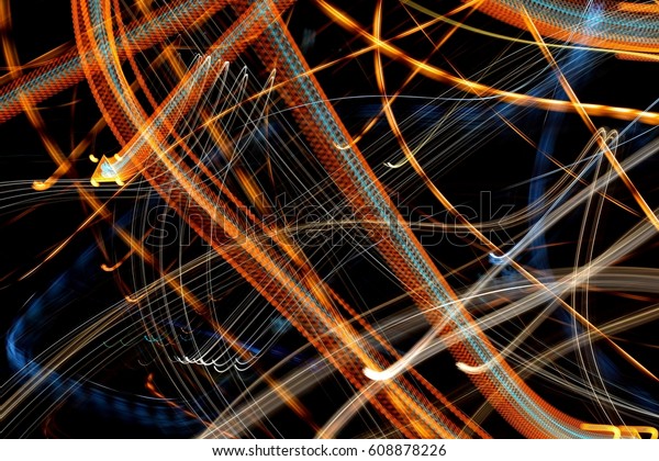 Abstract Motion picture from the light.The busy\
night in Bangkok