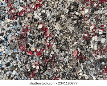 Abstract multi-colored background. Coarse rough heterogeneous textured surface. Many old chewing gum. - Shutterstock ID 2341180977