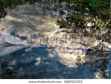 Abstract Multiple Exposure of Monocacy River – Trees, Leaves, Rocks, Clouds, Moss, Reflections, Scenic Nature Art Photography