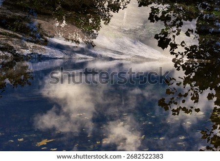 Abstract Multiple Exposure of Monocacy River – Trees, Leaves, Rocks, Clouds, Moss, Reflections, Scenic Nature Art Photography