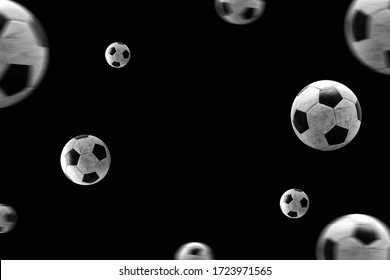 Abstract, Multiple Footballs On Black Background