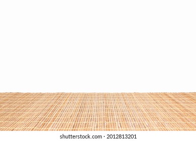 Abstract Natural bamboo mat isolated on white background with clipping path. Plank wood for graphic stand product, interior design or montage display your product. 
