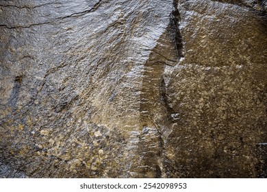 Abstract natural mountain stone texture background. It is wet from rain and has a large vertical crack due to erosion. Geology and art united - Powered by Shutterstock