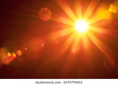 Abstract Natural Sun flare on the black. - Powered by Shutterstock