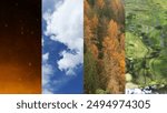 Abstract nature four Elements background vertical composed collage background.	
