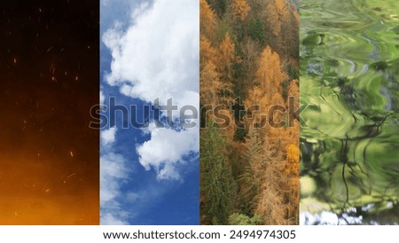 Abstract nature four Elements background vertical composed collage background.	
