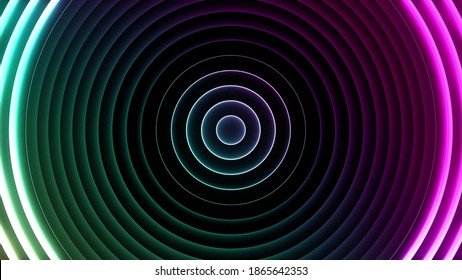 Abstract Neon Background Of Circles. Seamless Loopable 4k Animation