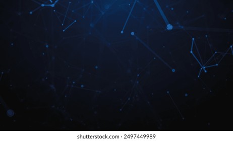 Abstract network visualization with glowing blue nodes. Illustration made using Adobe After Effects, Premium Image for background.