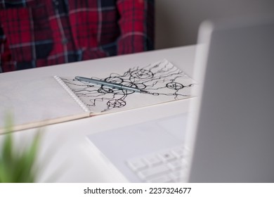 Abstract neurographic drawing with pen. Drawing neurographic art. Neurographic Art - a modern method of art therapy - Shutterstock ID 2237324677