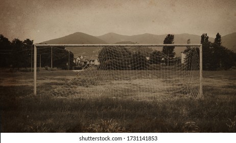 
Abstract And Nostalgic Details Of Vintage And Antique Soccer. History Football Style Concept.