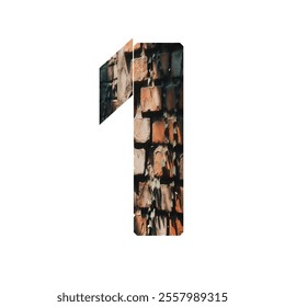 Abstract number one with a grunge brick wall texture. Perfect for industrial, urban, and vintage designs