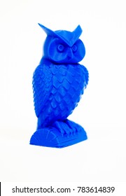 Abstract object of blue color printed by 3d printer isolated on white background. Fused deposition modeling, FDM. Progressive modern additive technology. Concept of 4.0 industrial revolution