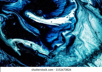Abstract ocean- ART. Natural Luxury. Style incorporates the swirls of marble or the ripples of agate. Very beautiful blue paint with the addition of gold powder. - Shutterstock ID 1152673826