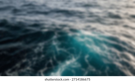 Abstract Ocean Waves Texture Deep Blue Waters with Sunlight, and Blurred Background.