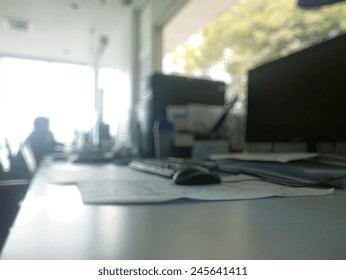 Abstract Office With Computer Blur Background 