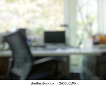 Abstract Office With Computer Blur Background 