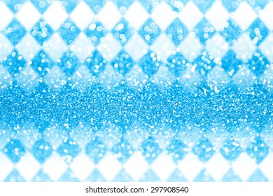 Abstract Oktoberfest Bavarian checkered blue and white sparkle glitter background