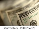 Abstract of One Hundred Dollar Bills with Narrow Depth of Field.