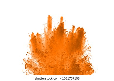 abstract orange powder splatted background,Freeze motion of color powder exploding/throwing color powder,color glitter texture on white background. - Shutterstock ID 1051739108