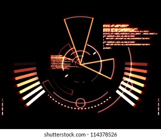 Abstract Orange Radar Against Black Background Stock Photo 114378526 ...