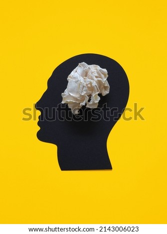 Similar – Image, Stock Photo Head silhouette with crumpled paper balls, concept of searching for new ideas