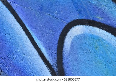 Abstract paint in hues blue concrete wall