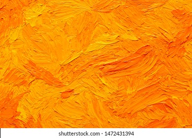 Abstract painted background. Background was painted with orange-yellow oil tempera color on canvas by hand. - Shutterstock ID 1472431394